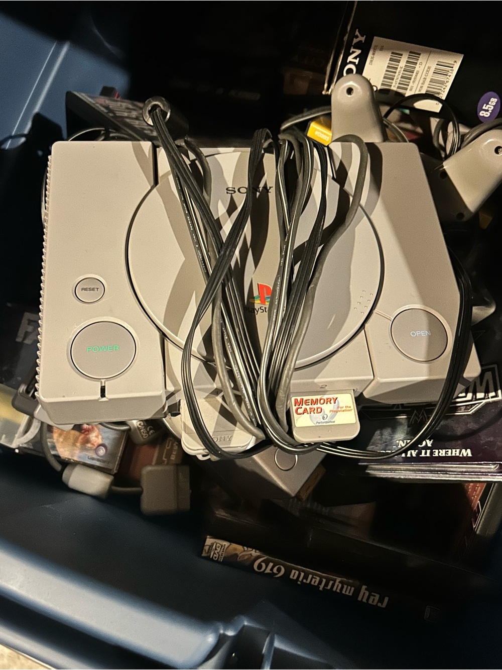 Sony PlayStation Classic Console in Light Gray with Memory Card and controller